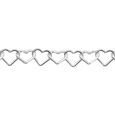 3mm Silver Heart Chain. Priced Per Inch