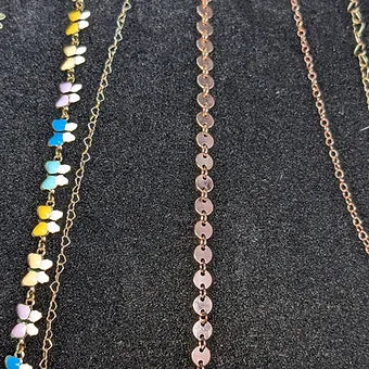 Rose Gold Sequin Chain. Sold Per Inch