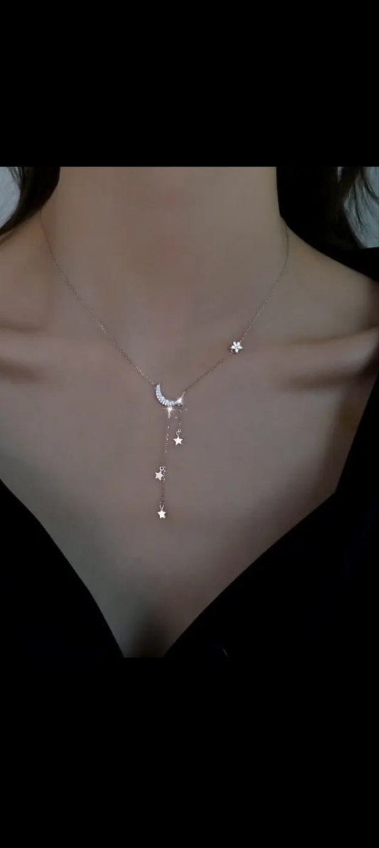 Moon Star Layered Tassel Necklace