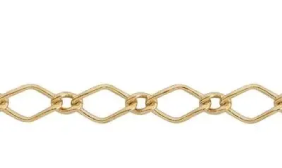 4/20 Gold-filled 2.4mm Long and Short Curbed Links Footage Chain. Sold Per Inch