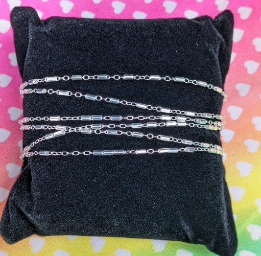 Cylinder Bar Chain in Silver